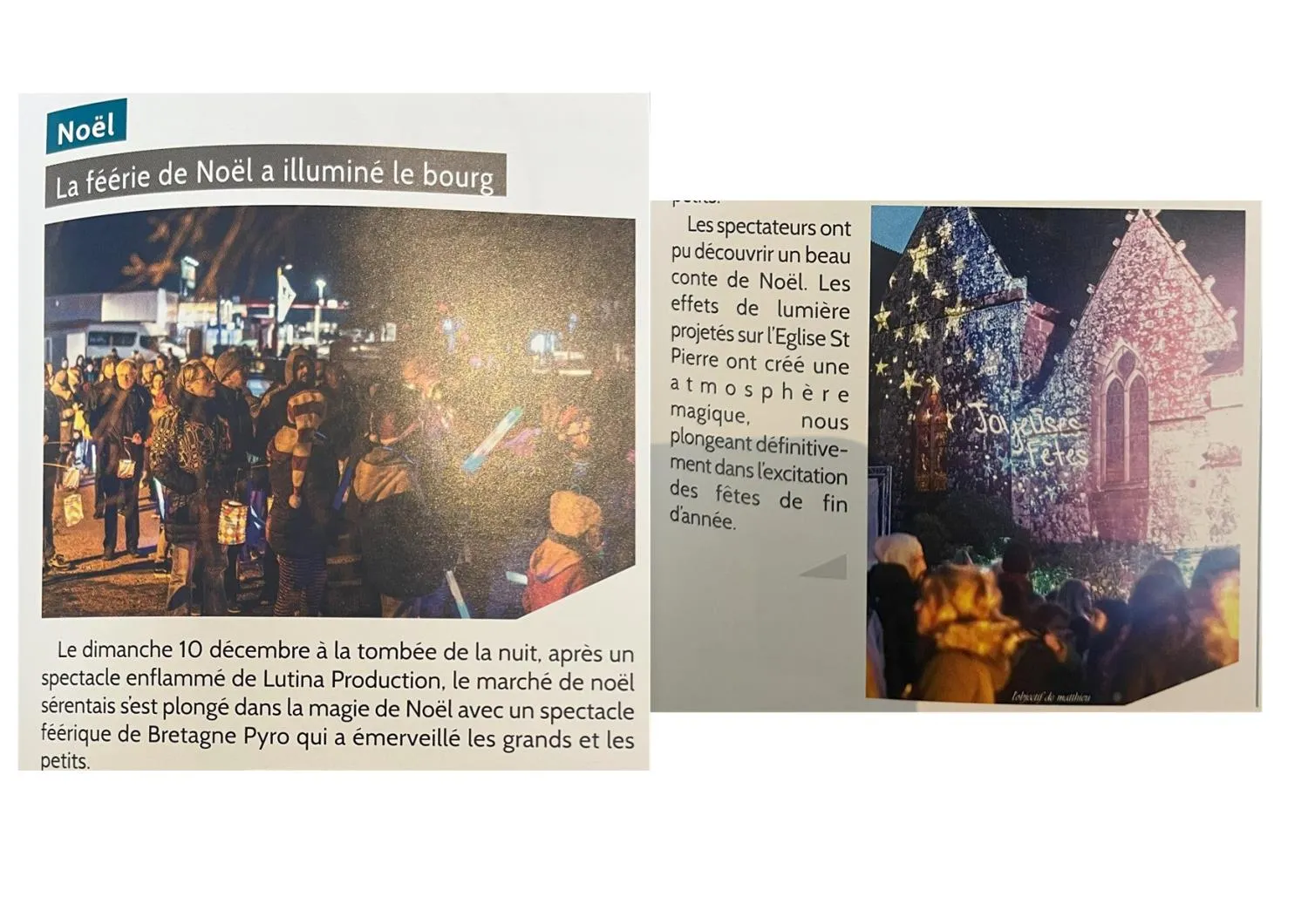 Article de presse sur Sérent le Décembre 2023 parlant de Bretagne Pyro