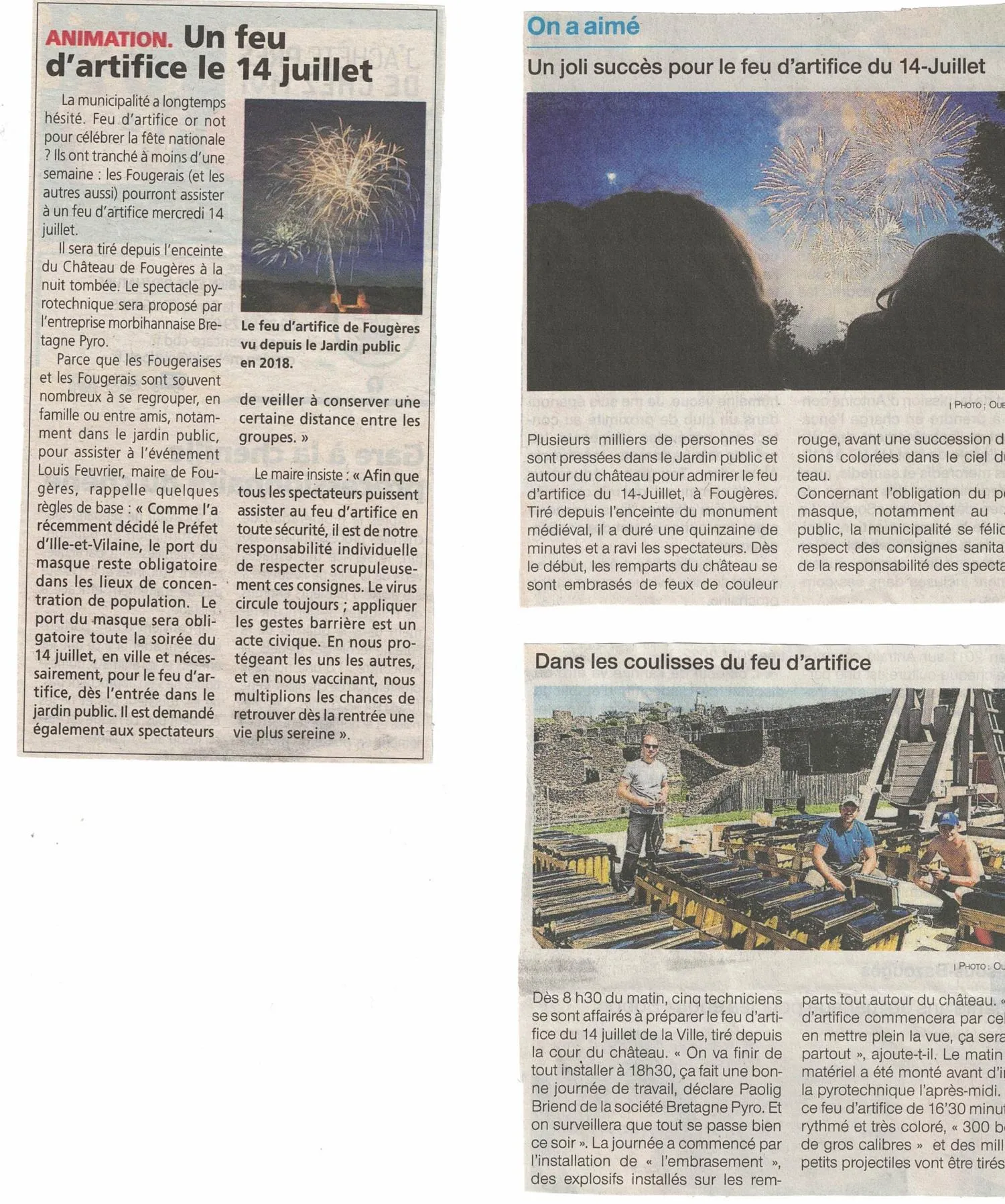 Article de presse sur Fougères le 2023 parlant de Bretagne Pyro