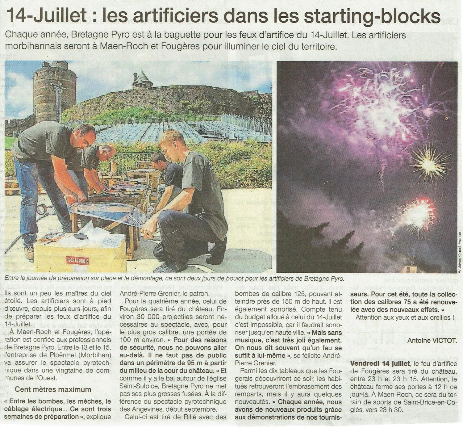 Article de presse sur Fougères le 2018 parlant de Bretagne Pyro