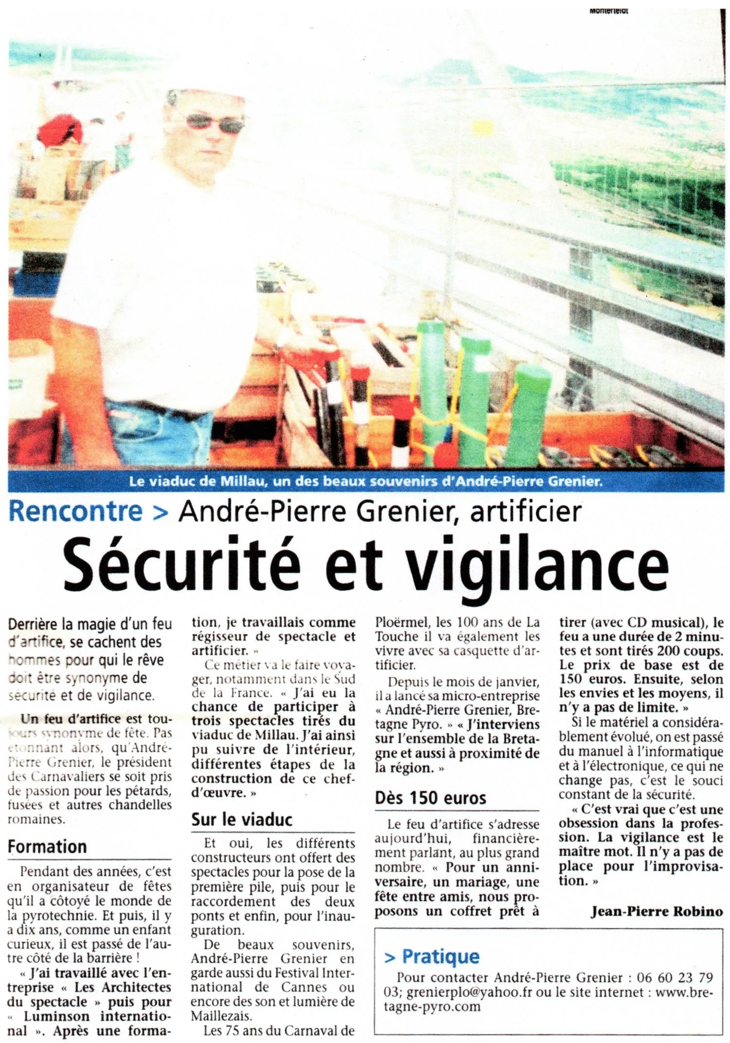 Article de presse sur Le Ploërmelais le Sécurité et Vigilance parlant de Bretagne Pyro