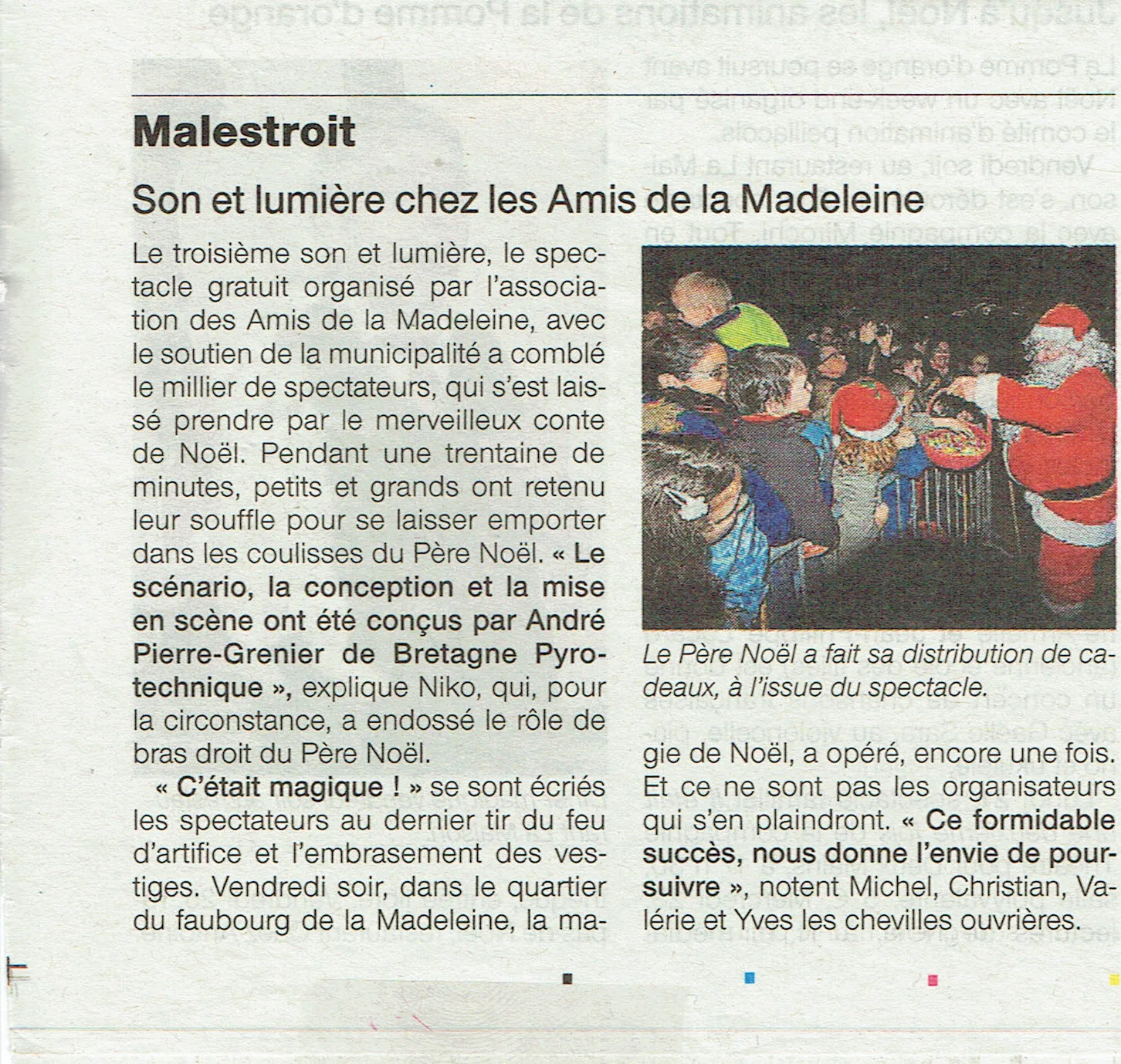 Article de presse sur Ouest-France le Malestroit la Madeleine Noël parlant de Bretagne Pyro