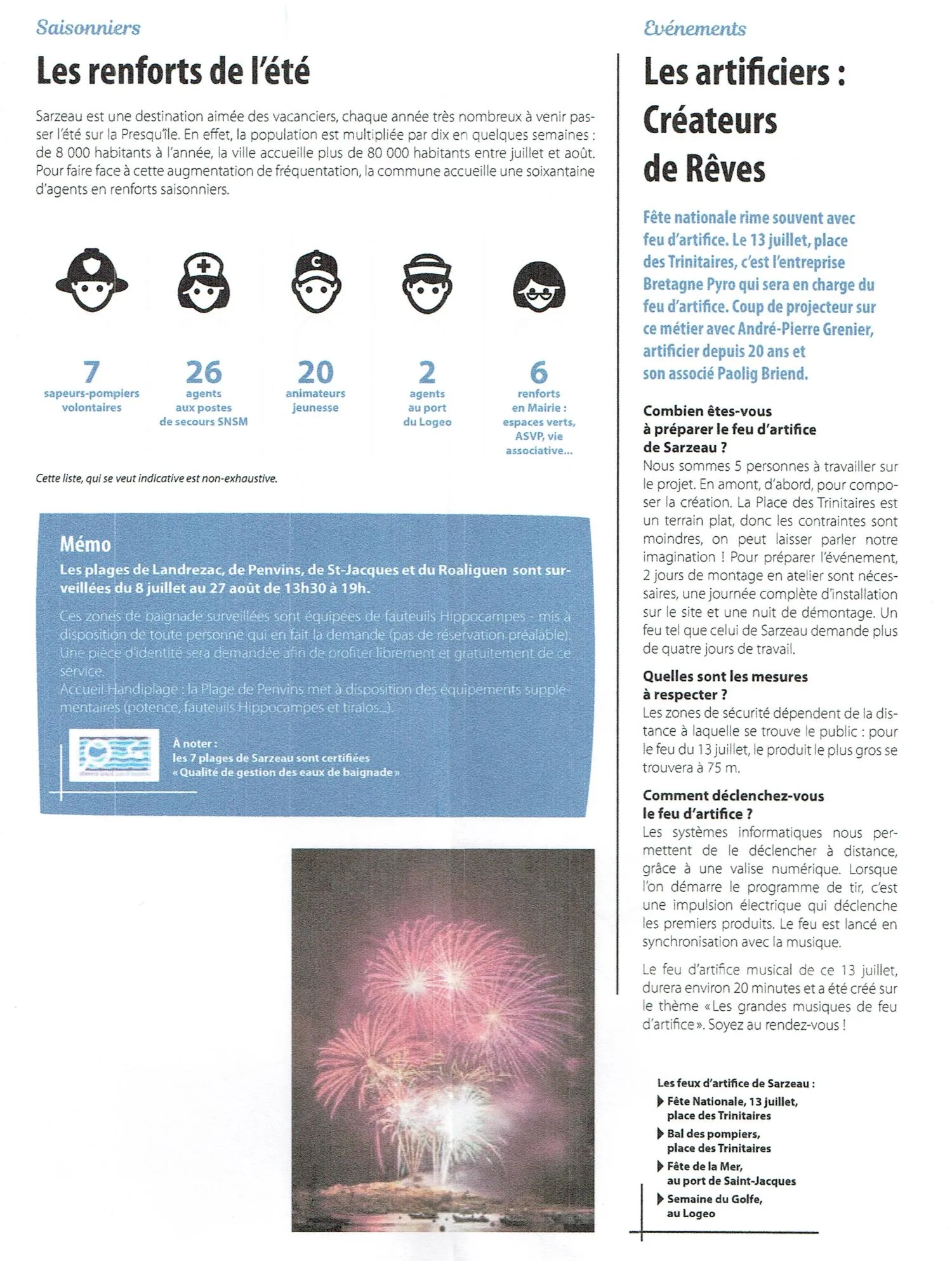 Article de presse sur Sarzeau le 2017 parlant de Bretagne Pyro